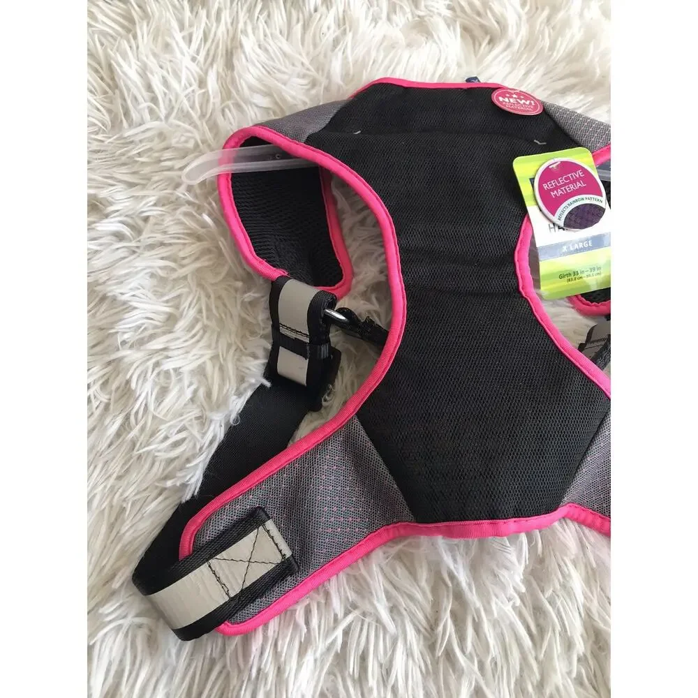 TOP PAW Comfort Dog Harness W Rainbow Reflective Material Pink Black Grey XLarge